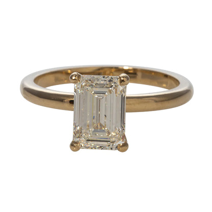 Emerald Cut Diamond Solitaire 14K Gold Engagement Ring