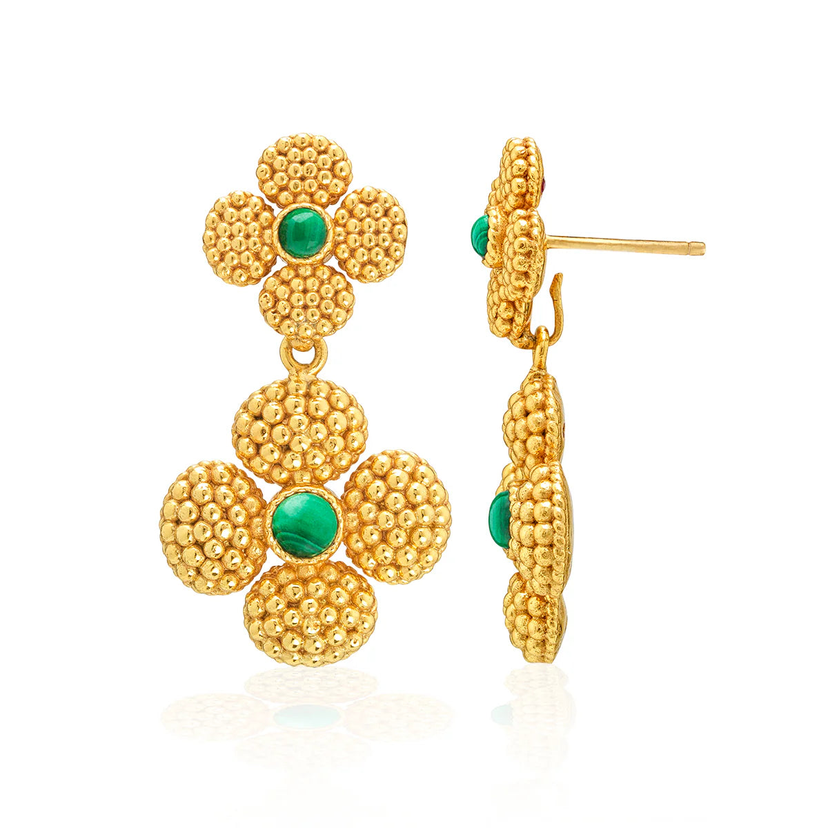 Berry Clover Convertible Duo Earrings - Malachite