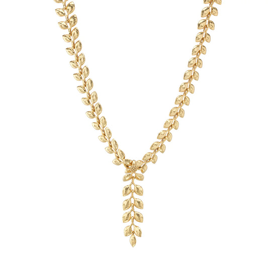 Golden Laurel Convertible Necklace, 16"+2" - Gold