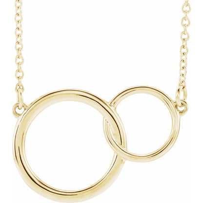 14K Yellow Engravable Interlocking Circles Necklace