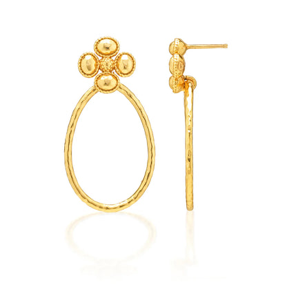 Berry Clover Teardrop Earrings - Gold