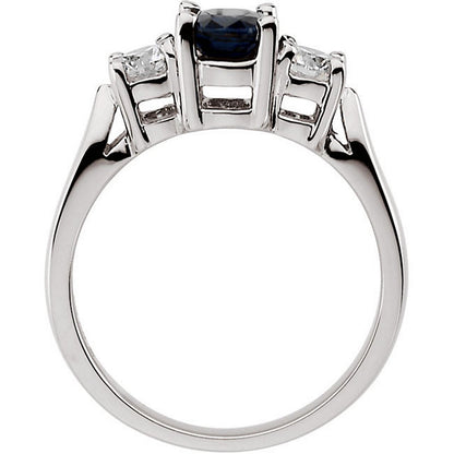 Platinum Genuine Sapphire & Diamond Ring