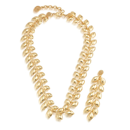 Golden Laurel Convertible Necklace, 16"+2" - Gold