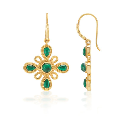 Monique Gem Dangle Earrings - Malachite