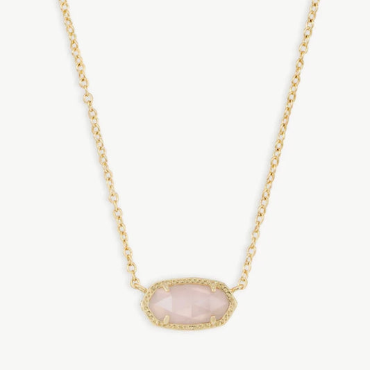 Elisa Gold Pendant Necklace - Rose Quartz