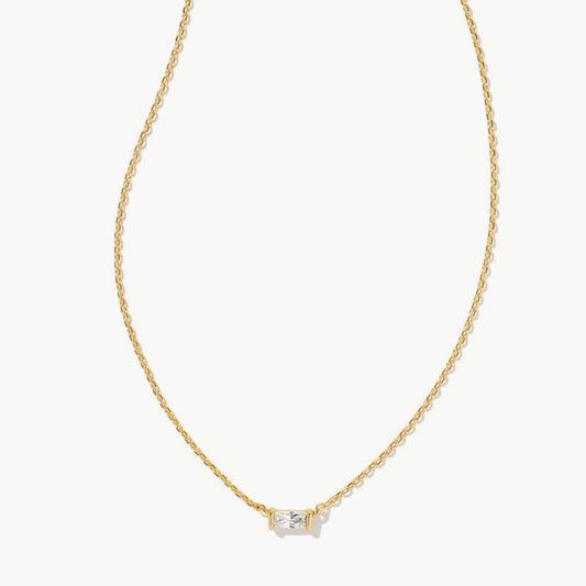 Juliette Gold Pendant Necklace - White Crystal