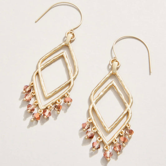 Beaded Deco Drama Earrings - Bronze