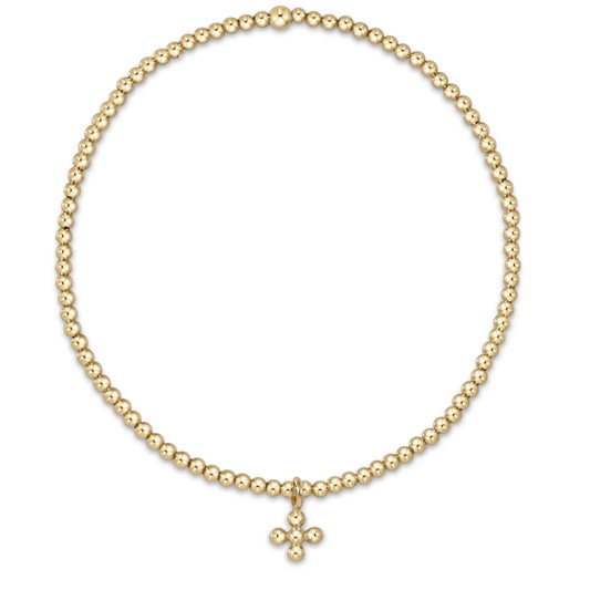 classic gold 2mm bead bracelet - classic beaded signature cross small gold