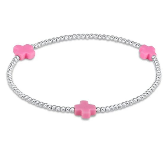 signature cross sterling pattern 2mm bead bracelet