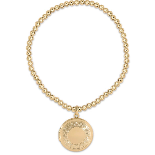 classic gold 3mm bead bracelet - cherish small gold locket