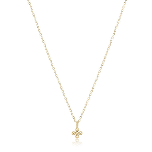 16" necklace gold - classic beaded signature cross small gold charm