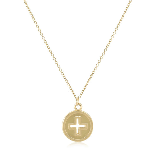 16" necklace gold - signature cross gold disc