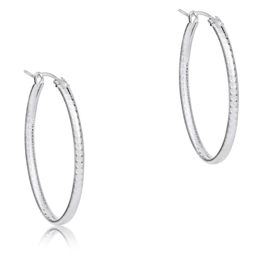 oval sterling 1" hoop - textured