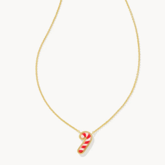 Candy Cane Gold Short Pendant Necklace in Ivory