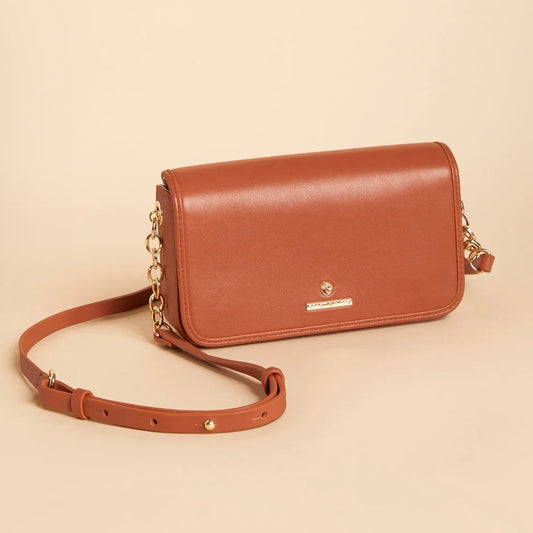 Spartina Crew Crossbody Calf Leather Saddle Brown