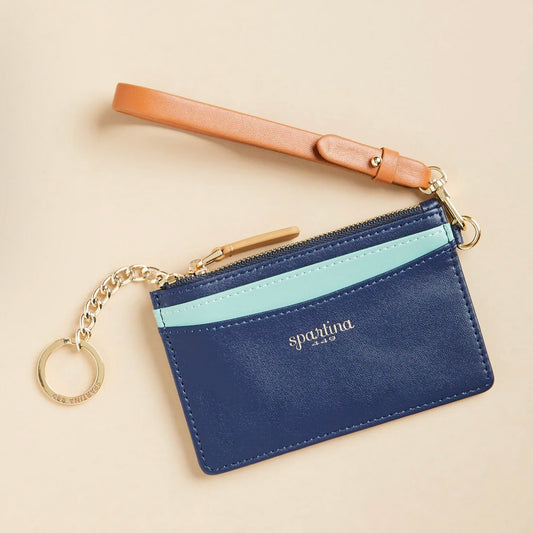 Spartina Slim Card Coinpurse Navy Seafoam Color Block