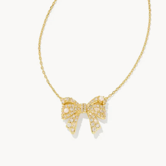 Krista Gold Bow Short Pendant Necklace