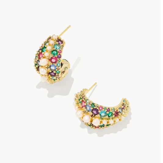 Krista Gold Hoop Earrings in Multi Mix