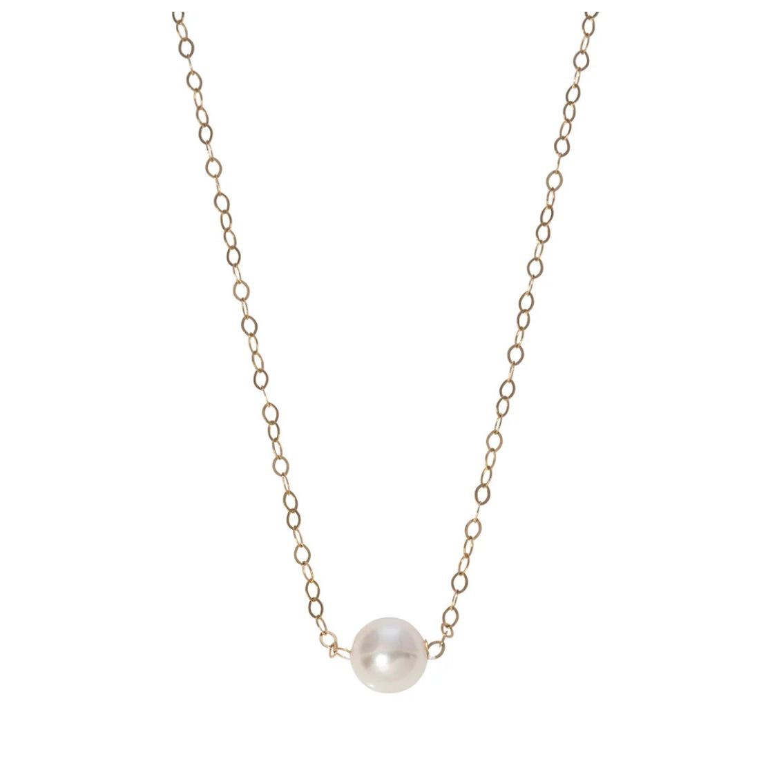 14K Gold Single Pearl Necklace