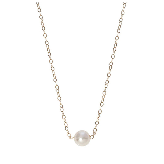 14K Gold Single Pearl Necklace