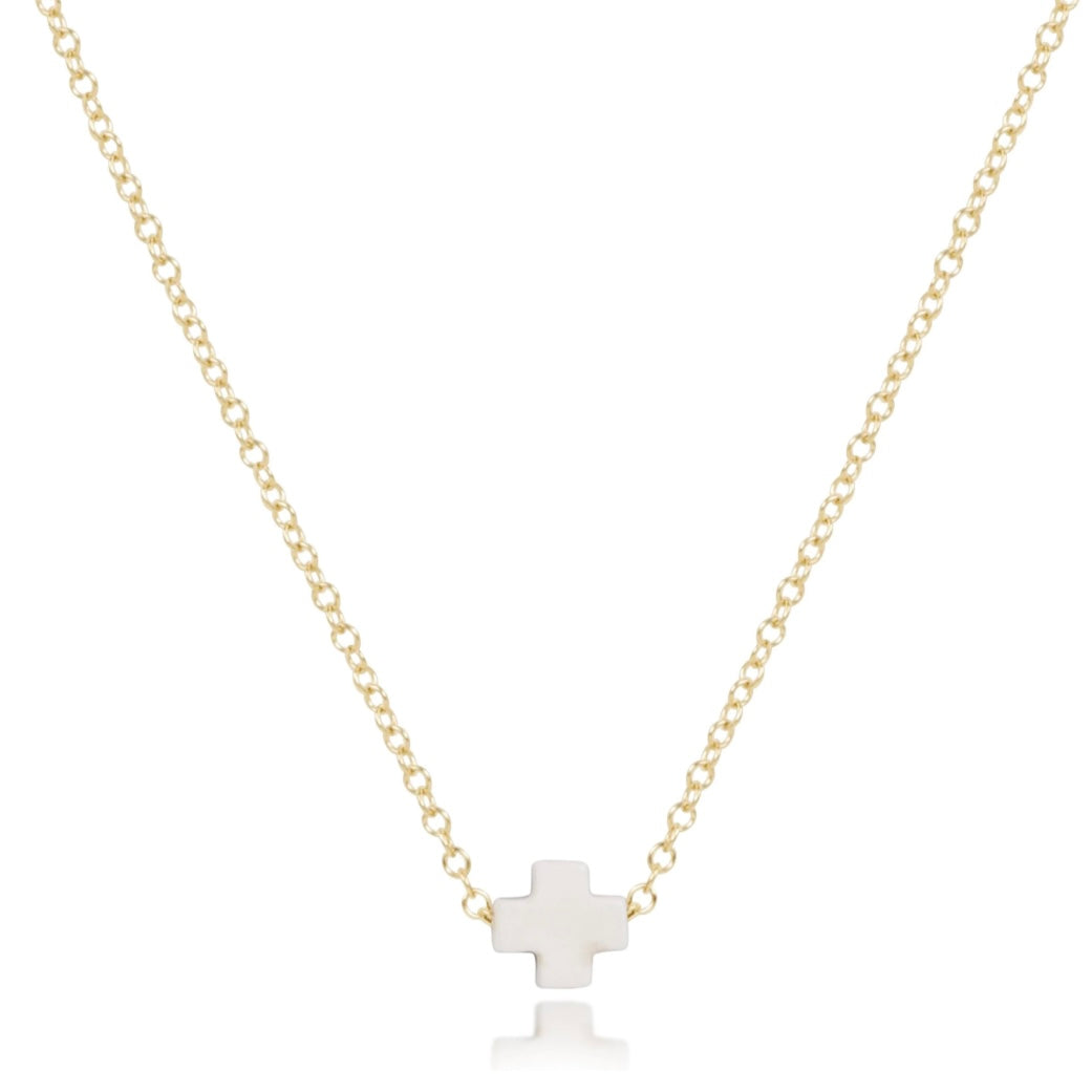 16" necklace gold - signature cross small