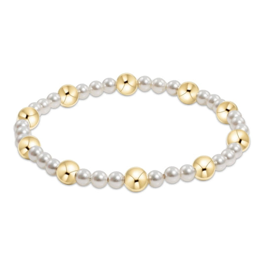 pearl sincerity pattern 4mm bead bracelet - 6mm gold