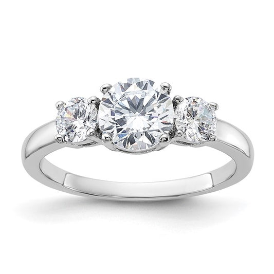 14k White Gold 3 Stone Diamond Ring