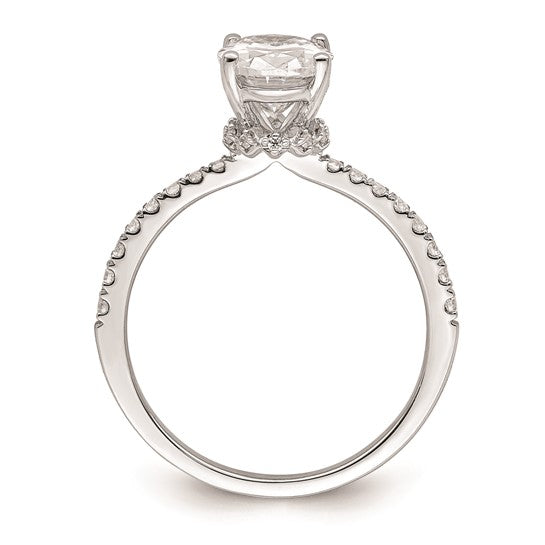 14k White Gold Oval Center Diamond Engagement Ring