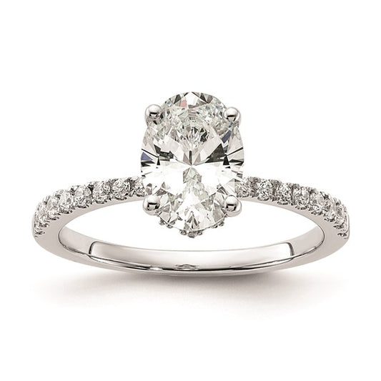 14k White Gold Oval Center Diamond Engagement Ring