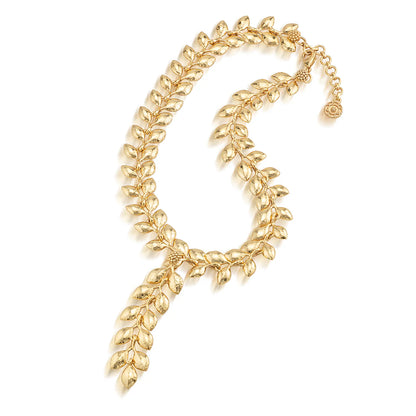Golden Laurel Convertible Necklace, 16"+2" - Gold