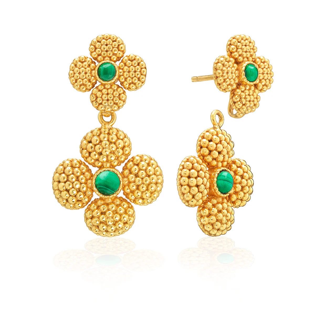 Berry Clover Convertible Duo Earrings - Malachite