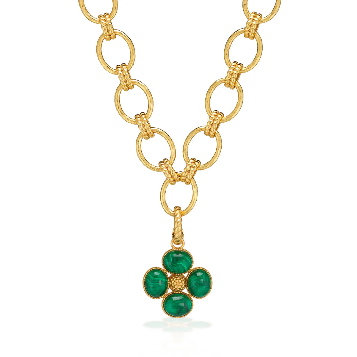 Berry Clover Double Sided Pendant - Malachite