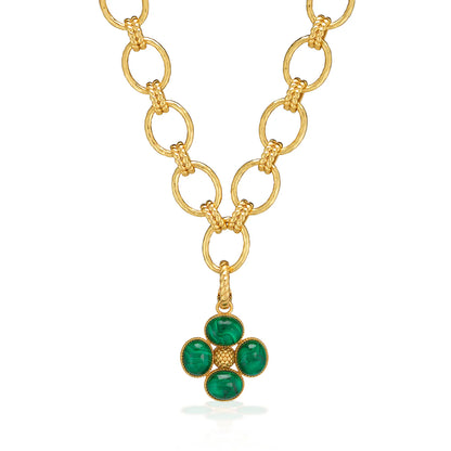 Berry Clover Double Sided Pendant - Malachite