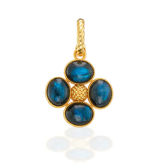 Berry Clover Double Sided Pendant - Blue Labradorite