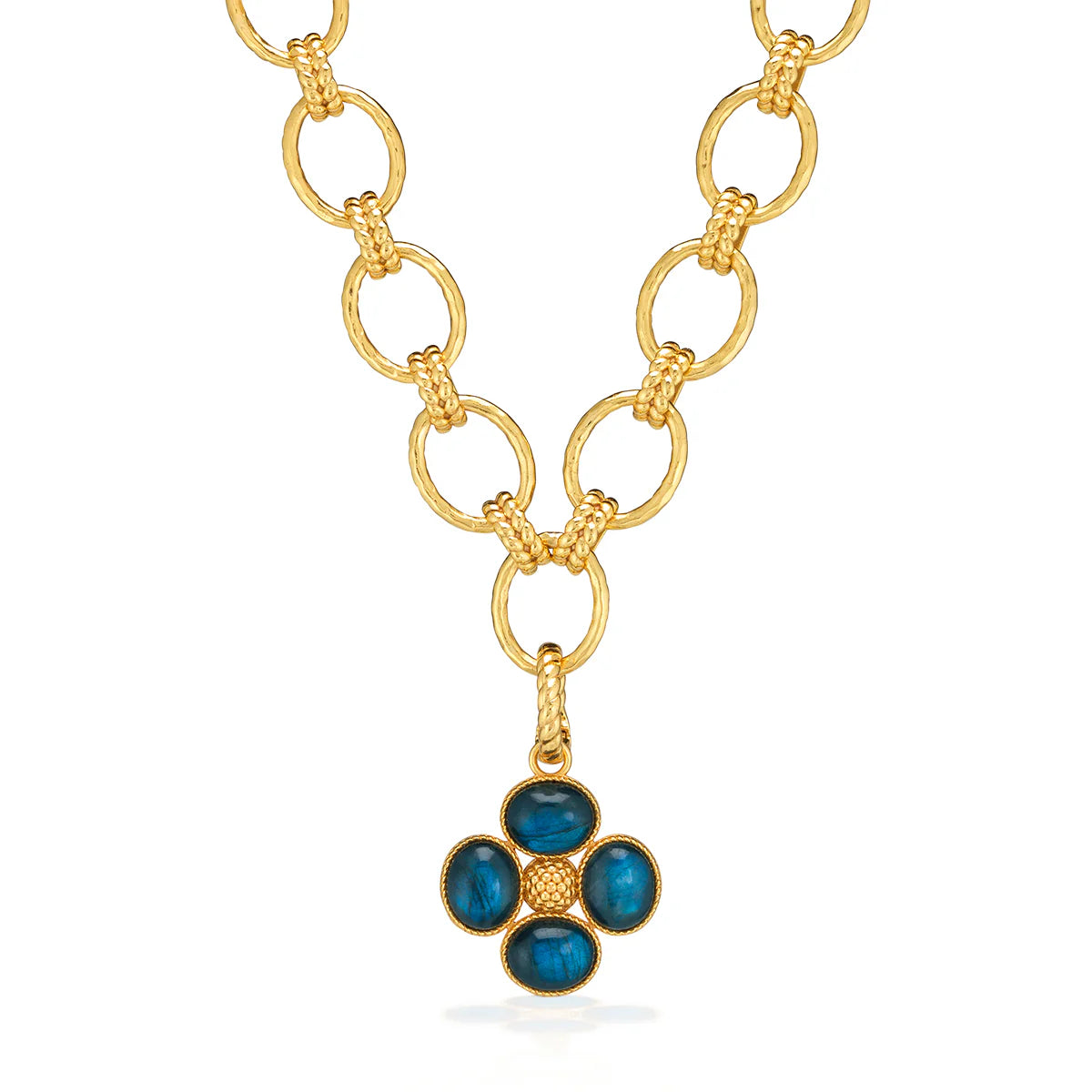 Berry Clover Double Sided Pendant - Blue Labradorite