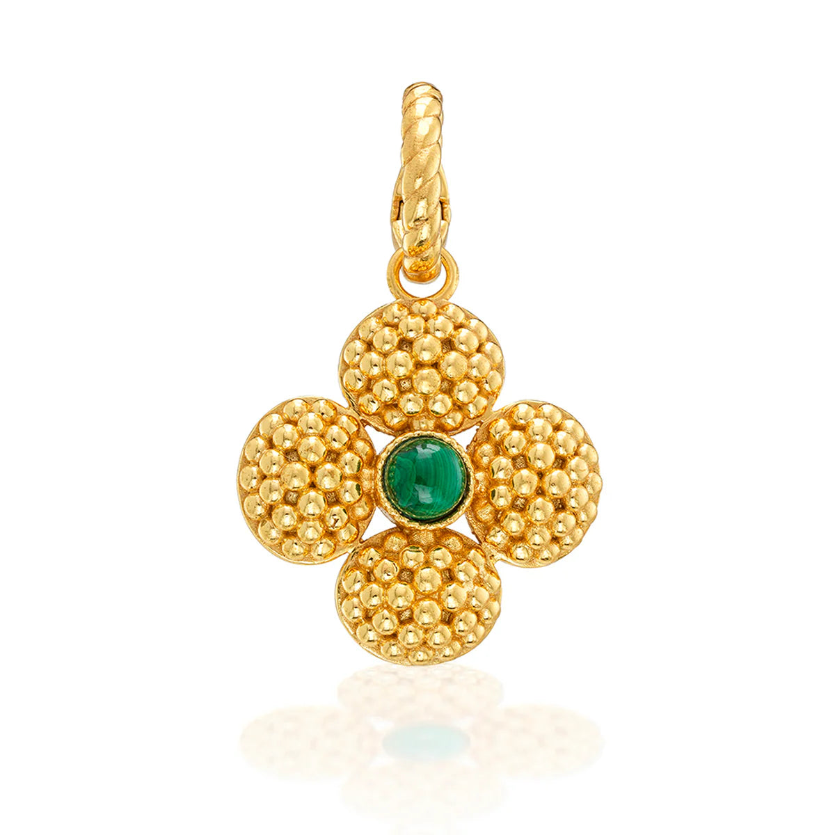 Berry Clover Double Sided Pendant - Malachite