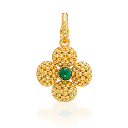 Berry Clover Double Sided Pendant - Malachite