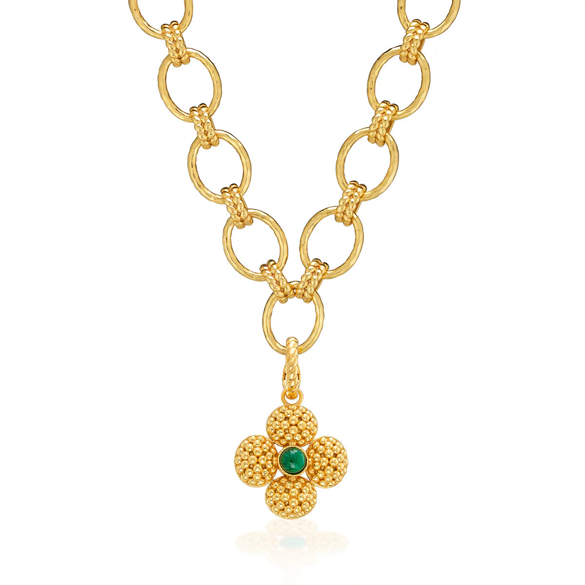 Berry Clover Double Sided Pendant - Malachite