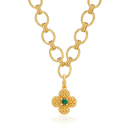 Berry Clover Double Sided Pendant - Malachite
