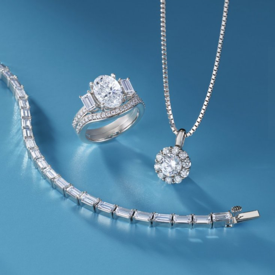 14K White Gold Diamond Jewelry Set